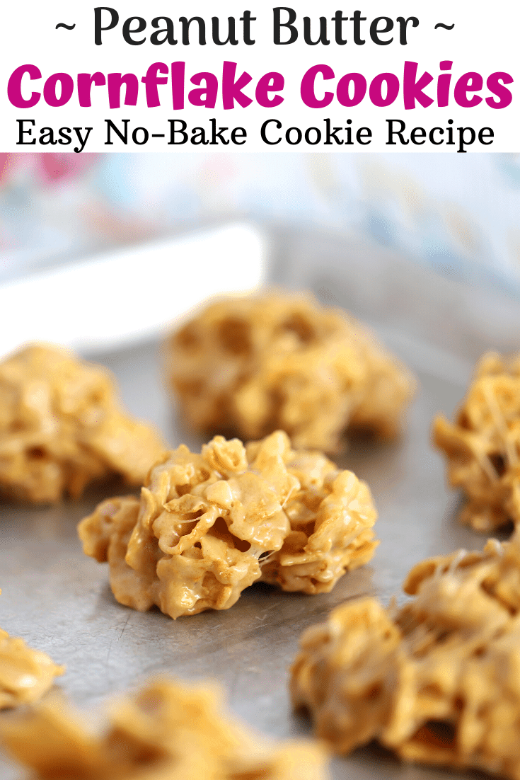 pinterest pin for peanut butter cornflake cookies