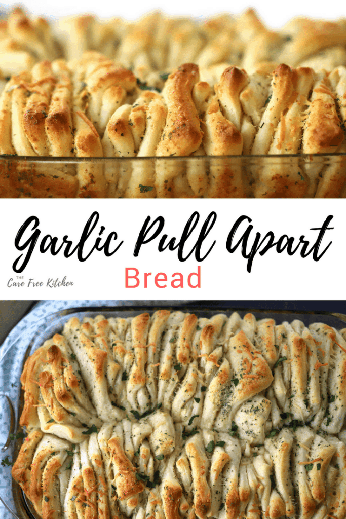 Garlic Pull Apart Bread baked in a baking dish.