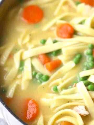 homestyle chicken noodle soup recipe, homemade chicken noodle soup with egg noodles.