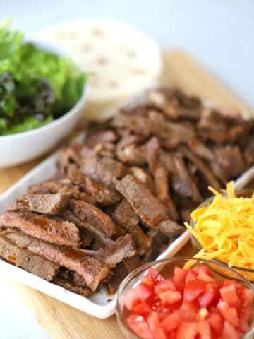 Carne Asada and Taco ingredients on a platter