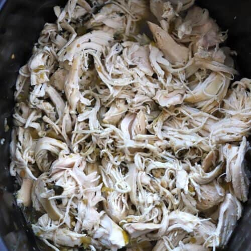 This shredded cilantro lime chicken is a moist a flavorful meat for tacos, enchiladas, or quesadillas. So delicious!