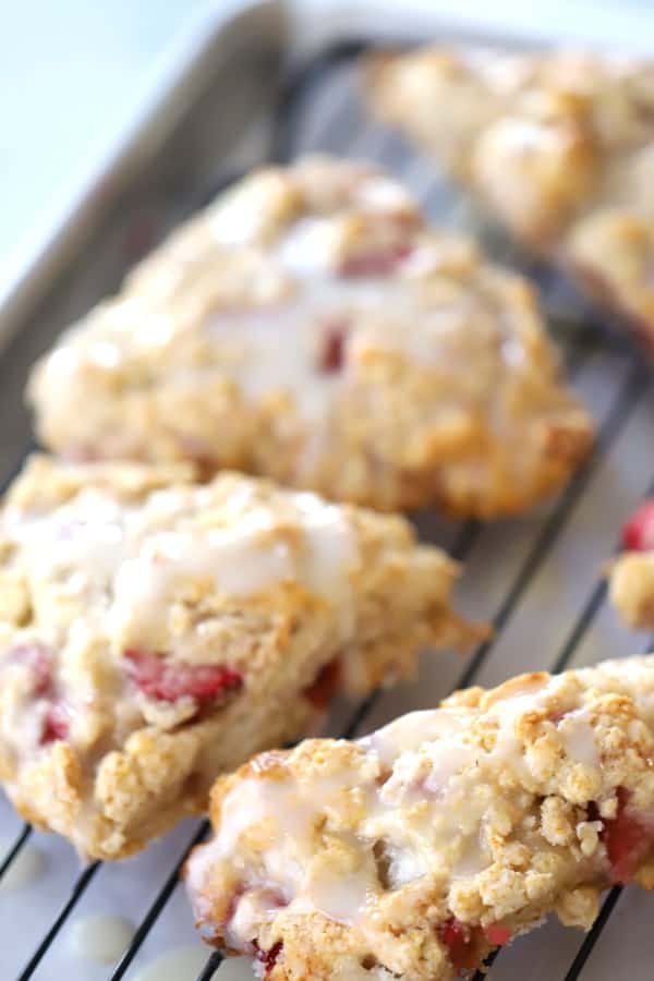 This Strawberry Scone recipe is made with simple ingredients and delicious every time! thecarefreekitchen.com