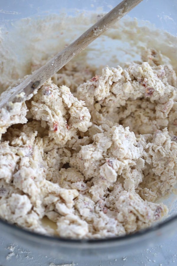 Sun-dried tomato biscuit dough, delicious savory biscuits that are easy to make.