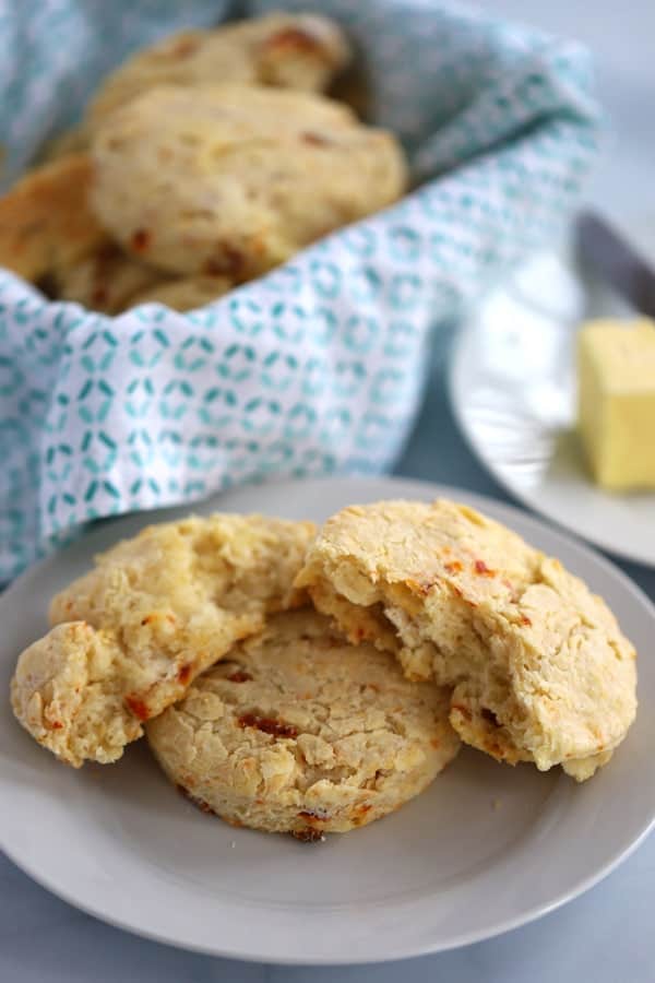 Savory biscuits with sun-dried tomatoes and Parmesan cheese.