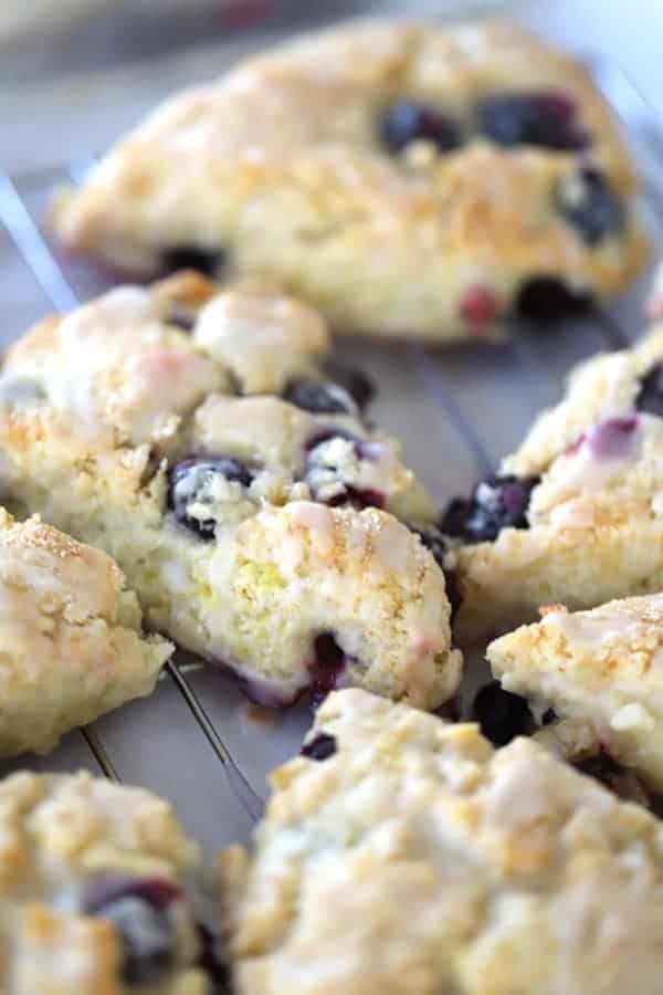 picture of blueberry scone recipe with lemon glaze. 