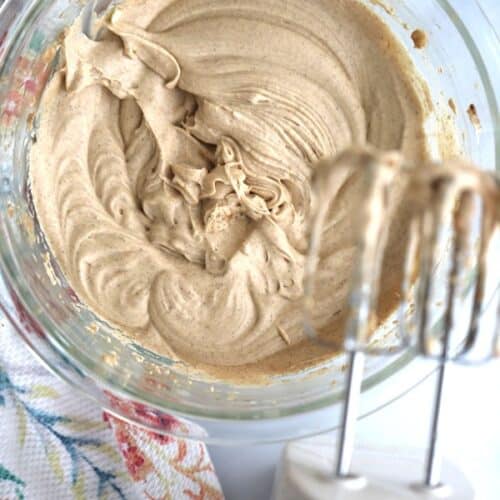 Homemade whipped cinnamon honey butter with an electric hand mixer