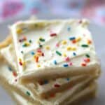 Lemon Sugar Cookie Bars with a creamy lemon frosting and sprinkles