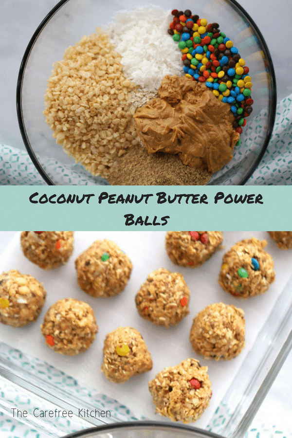 pinterest image for coconut peanut butter Power balls.