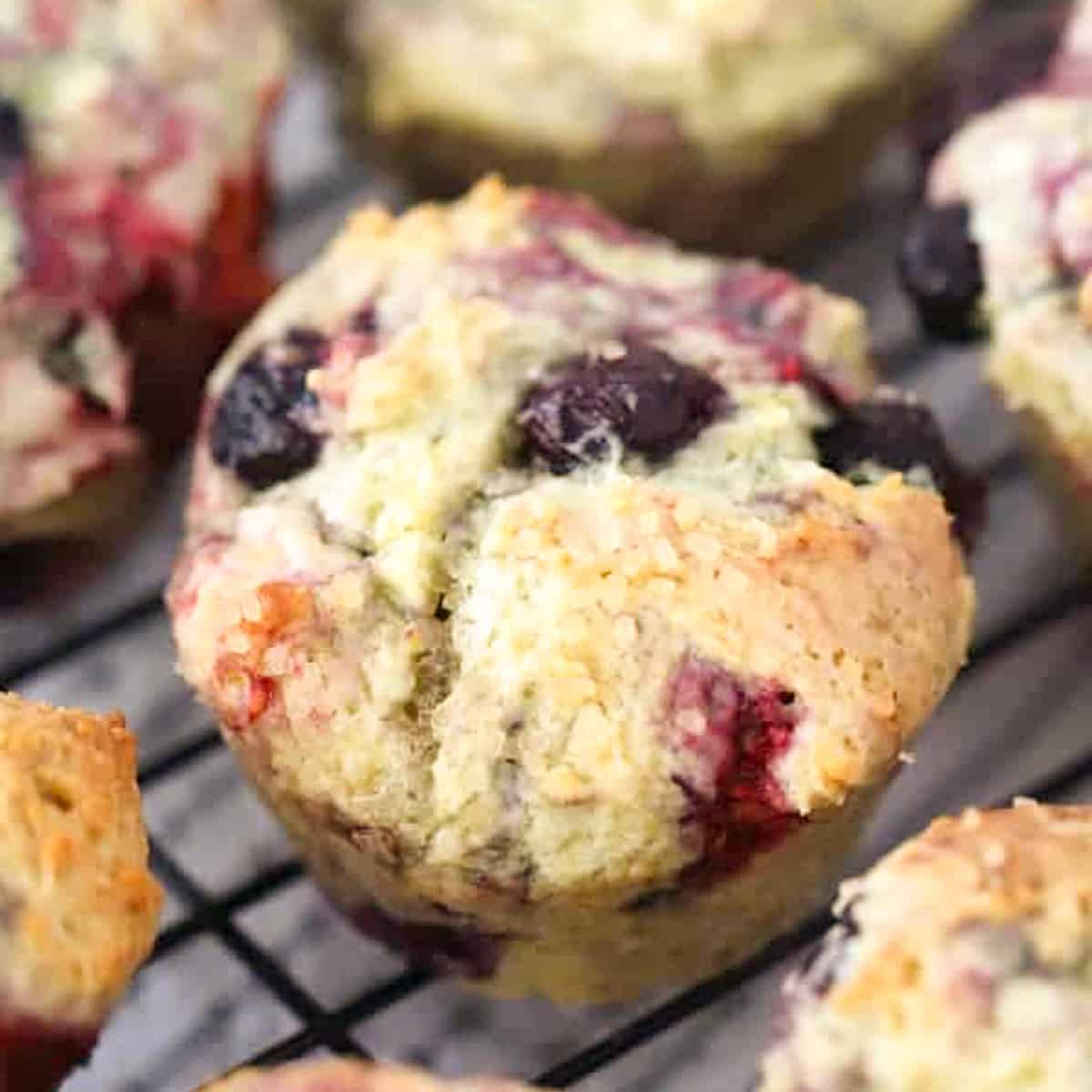 Best triple berry muffins recipe from scratch, frozen berry muffins.