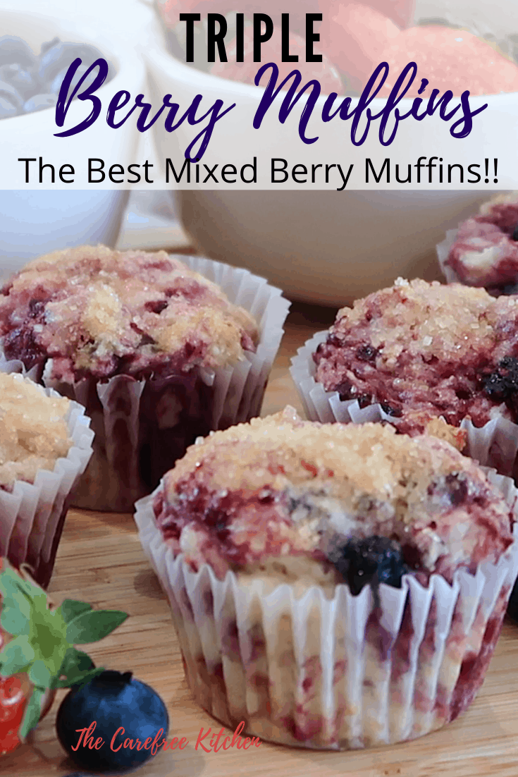 pinterest pin for mixed berry muffins