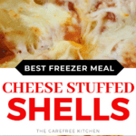 cheese stuffed shells recipe with marinara, easy freezer meal