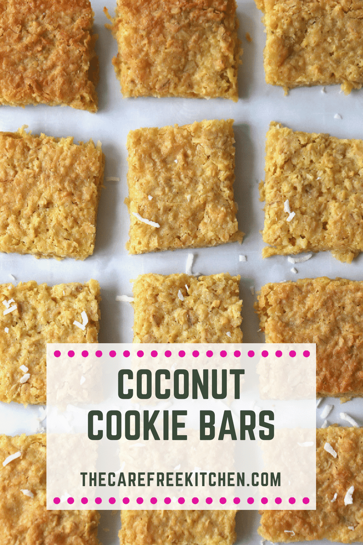 Pinterest pin for Coconut Cookie Bars.