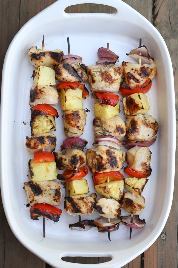 Grilled chicken kabobs with a rosemary and lemon chicken marinade