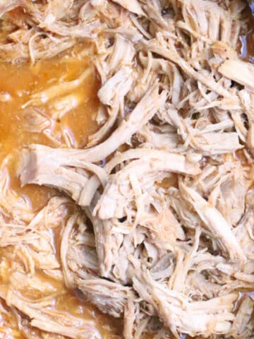 sweet pork cooked and shredded in a slow cooker, sweet pork recipe cosa vida.