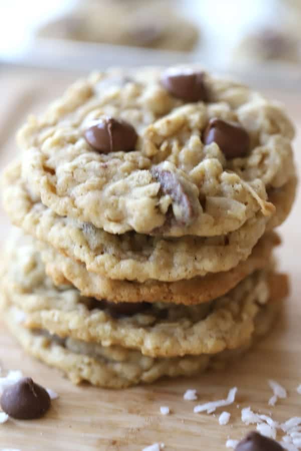 coconut chocolate chip oatmeal coconut cookie, the best, no fail cookie recipe
