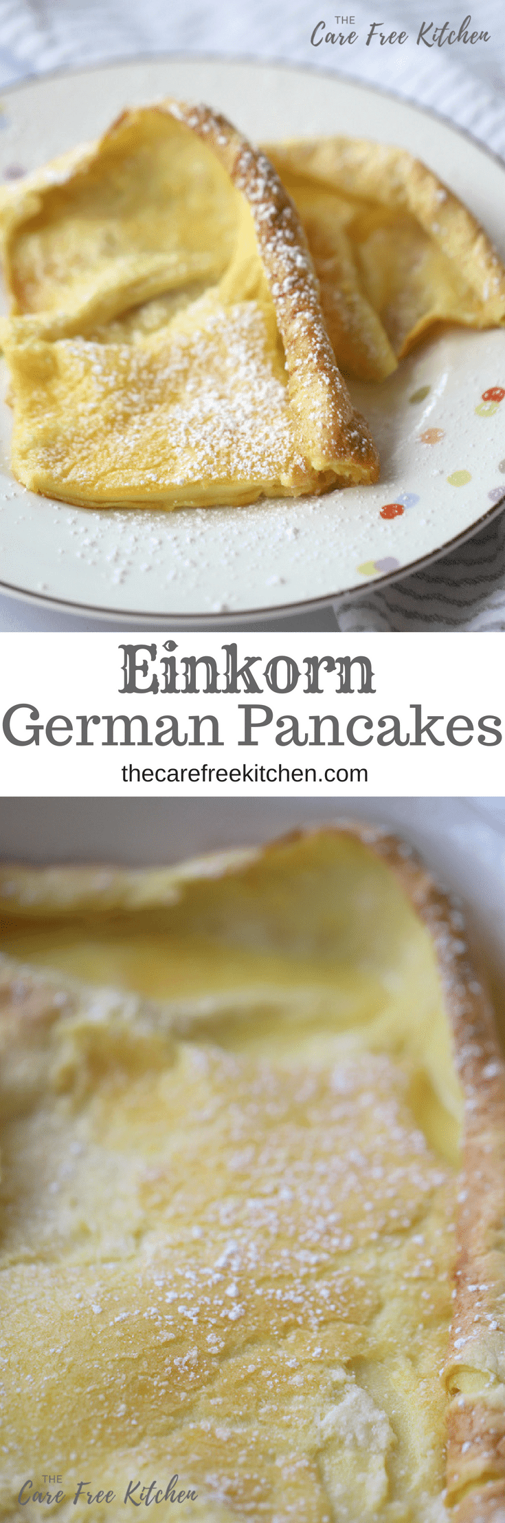 This German Pancake recipe is made with all-purpose Einkorn flour.Â  These Einkorn German pancakes are light, fluffy, and of course, buttery too.Â Â 
