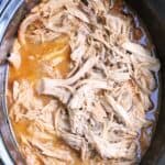 sweet pork cooked and shredded in a slow cooker