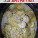 ham and cheese scalloped potatoes made in a slow cooker