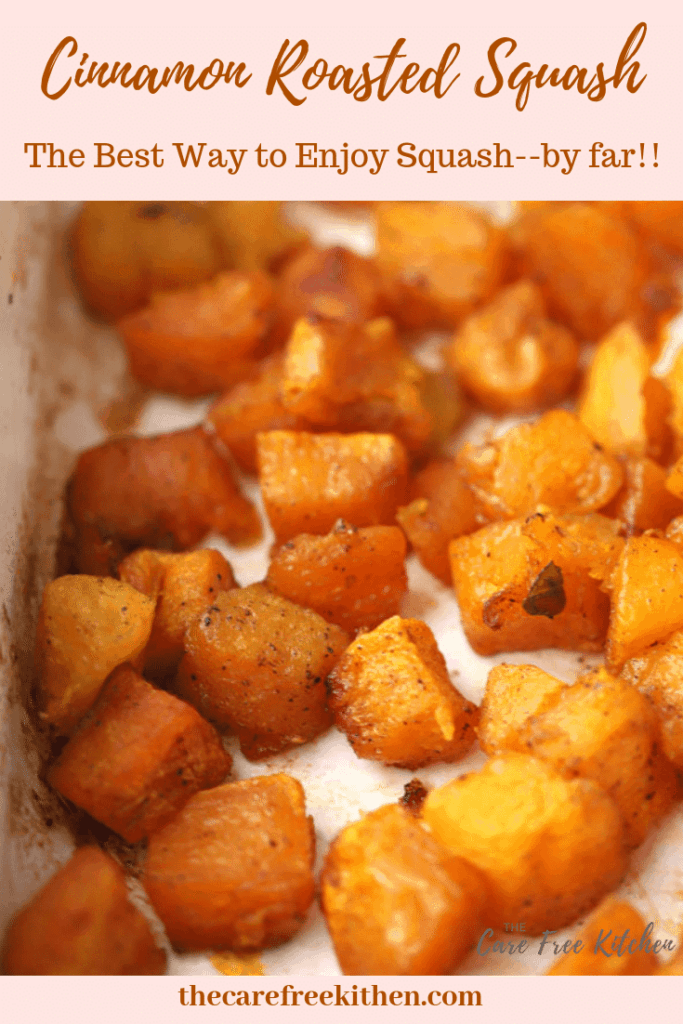 A baking dish with roasted squash.