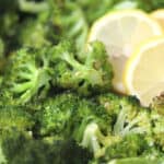 broccoli roasted garlic, roasted garlic lemon broccoli, baking broccoli.