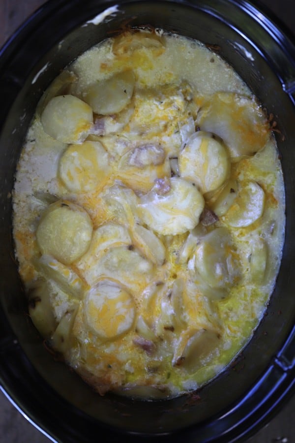 Slow Cooker Ham And Cheese Scalloped Potatoes The Carefree Kitchen