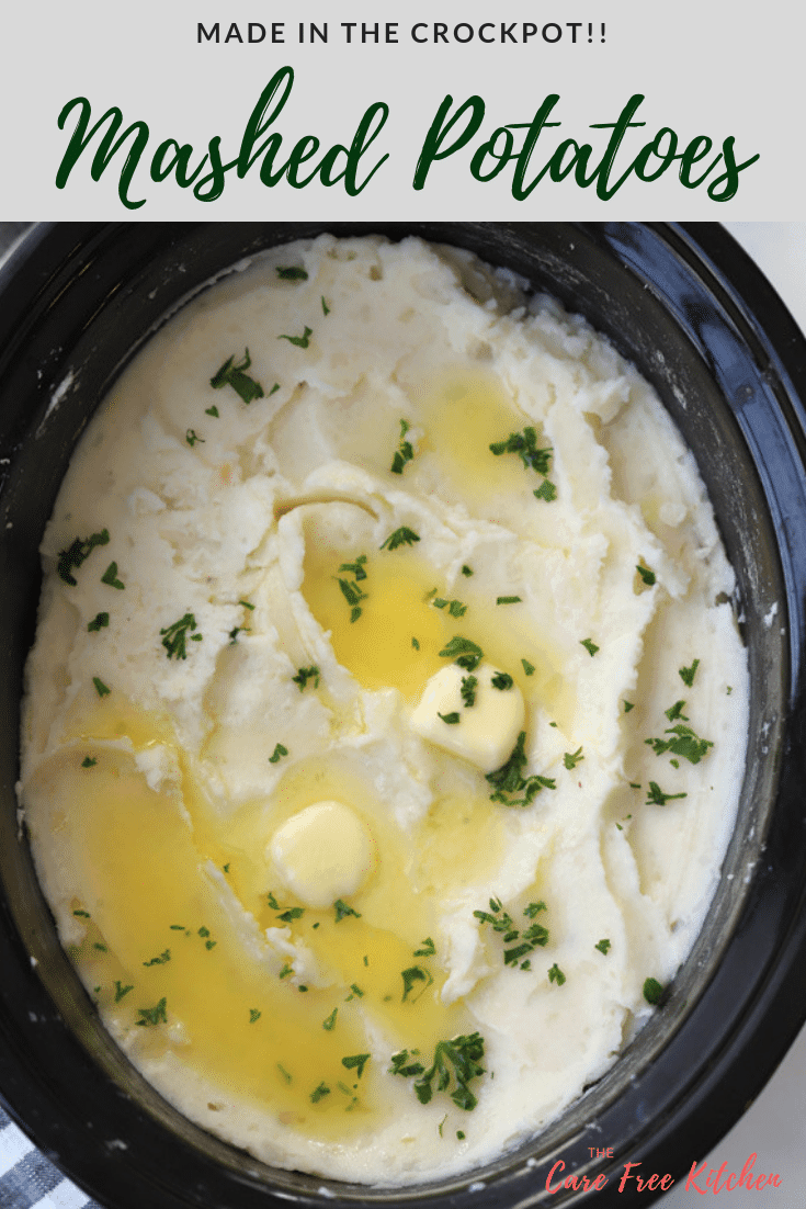 pinterest pin for Crockpot Mashed Potatoes