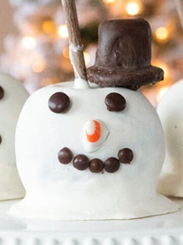 snowman caramel apples recipe, Christmas caramel apples.