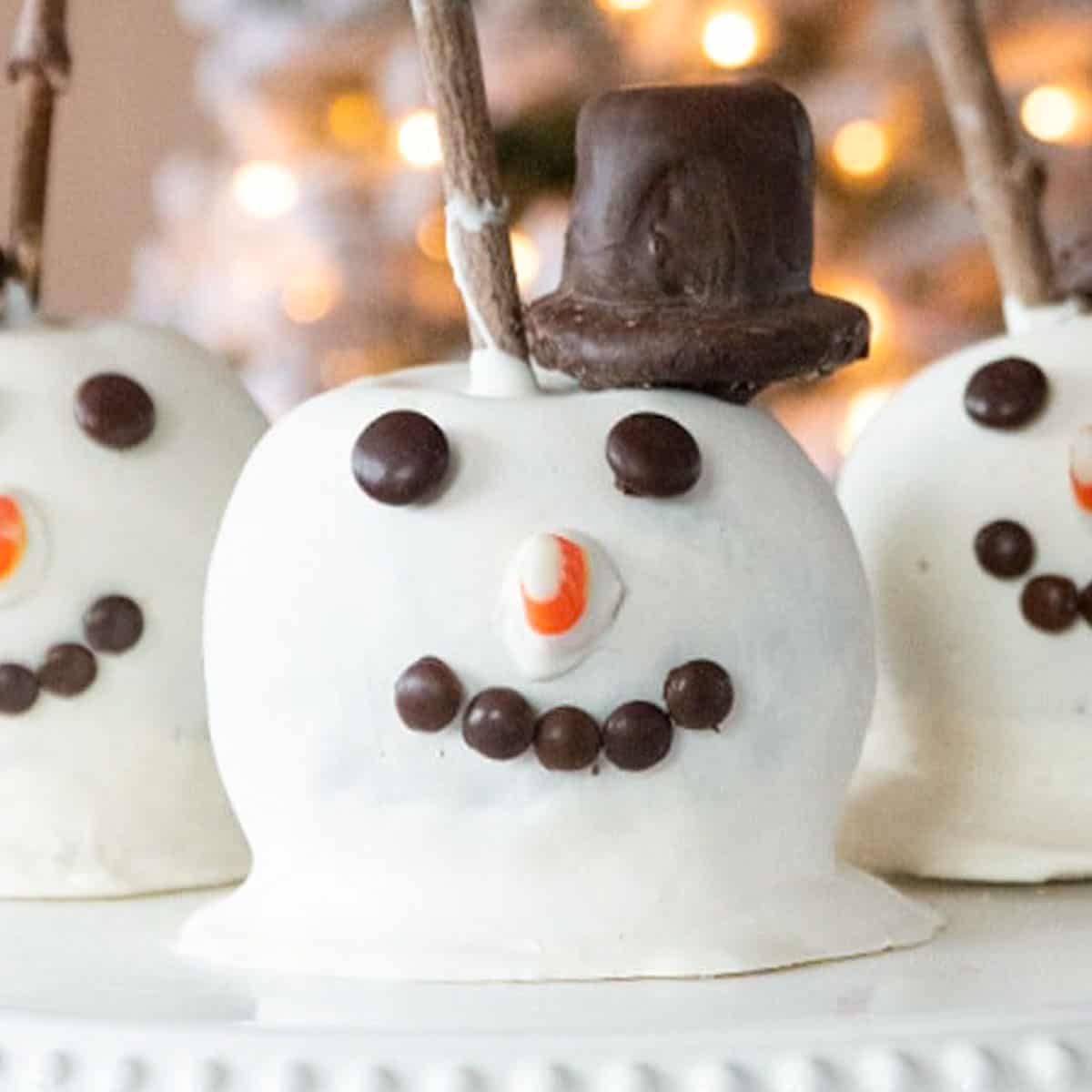 snowman caramel apples recipe, Christmas caramel apples.