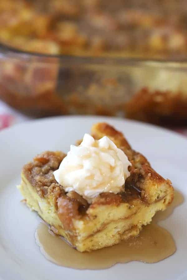 This is a classic French Toast Bake or Overnight French Toast Recipe. It's made with simple ingredients and is so easy to make! brunch menu ideas for a crowd