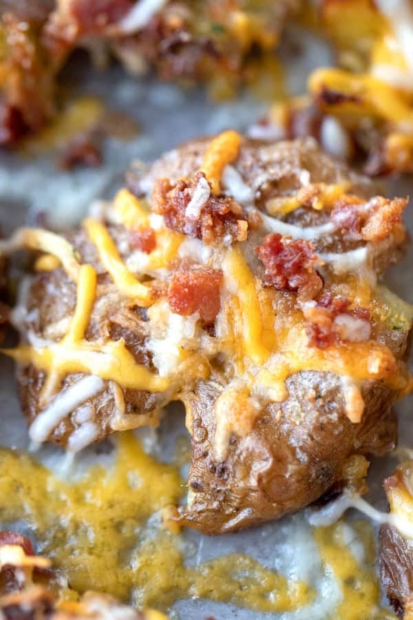 recipe for smashed red potatoes with bacon and cheddar cheese