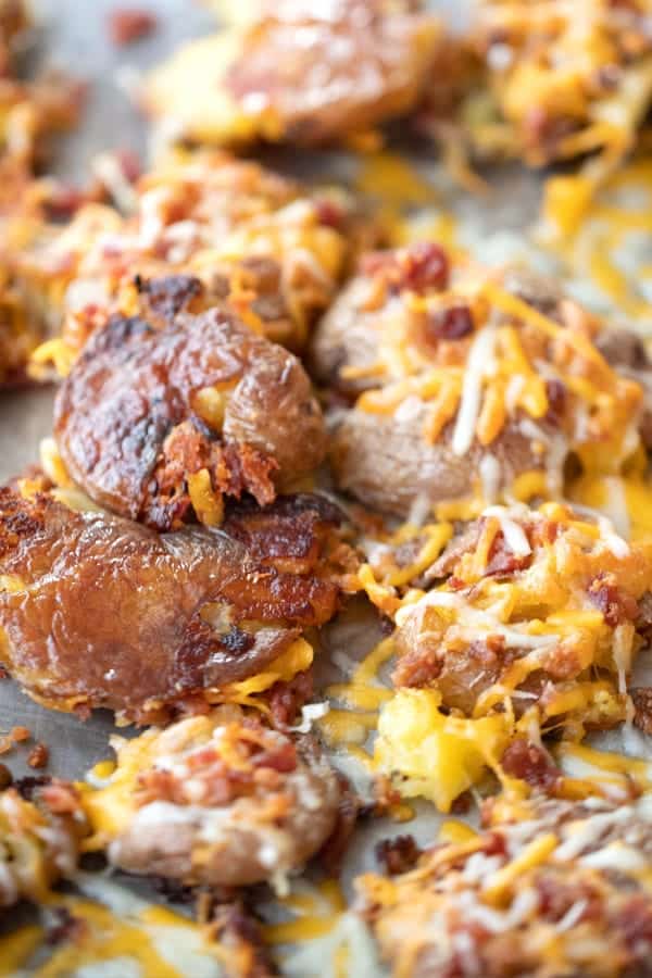 garlic smashed potatoes recipe with bacon and cheese