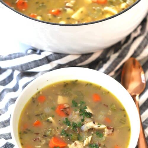 turkey soup with wild rice and leftover turkey