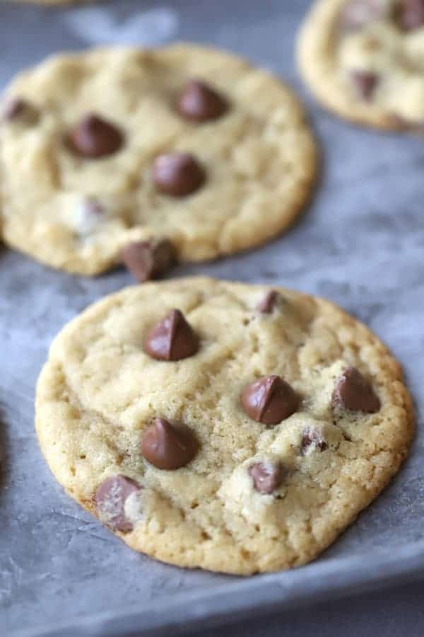 easy chocolate chip cookies on a pan