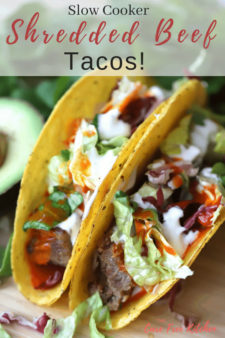 Pinterest pin for Shredded Beef Tacos.