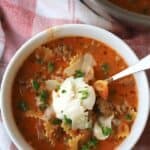 easy lasagna soup recipe in a bowl