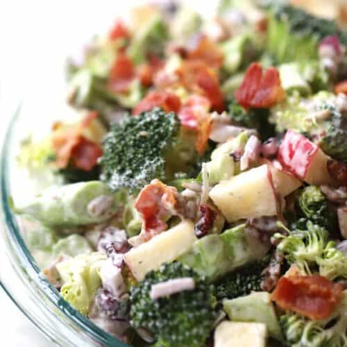 raw broccoli salad with bacon