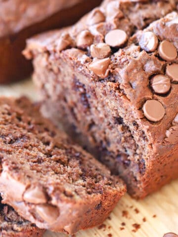 chocolate banana bread with chocolate chips