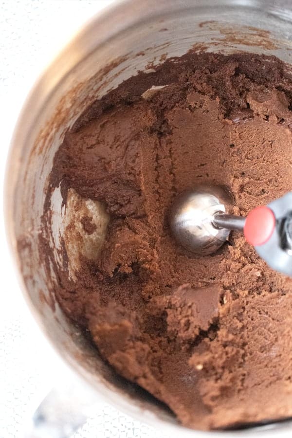 chocolate mint cookies recipe with cookie dough in a bowl