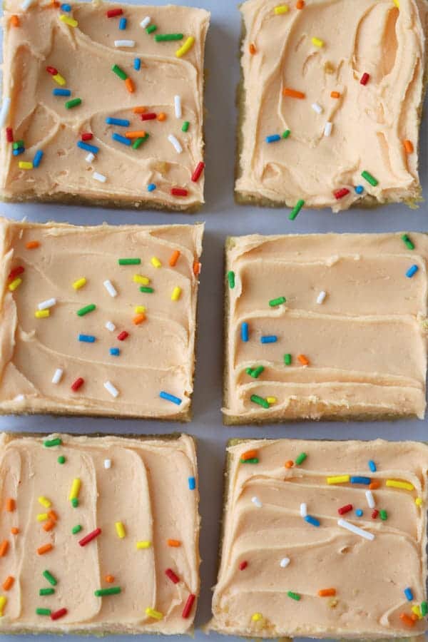 cookie bars with dreamcicle frosting