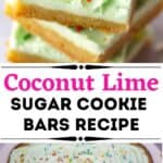 sugar cookie bars with coconut lime buttercream frosting