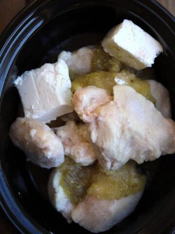 Crockpot Chicken Salsa Verde in a crockpot