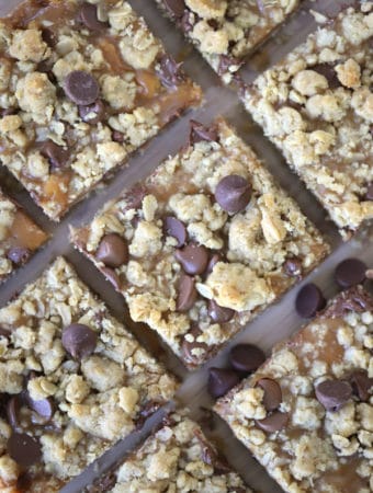 Caramel Peanut Butter Cookie Bars with oatmeal cookie bars