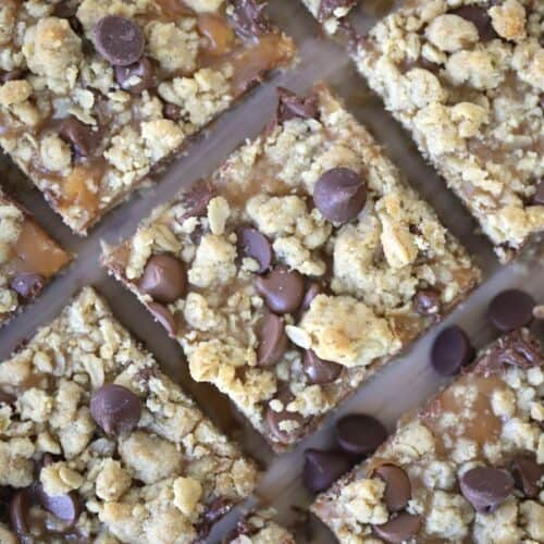 Caramel Peanut Butter Cookie Bars with oatmeal cookie bars