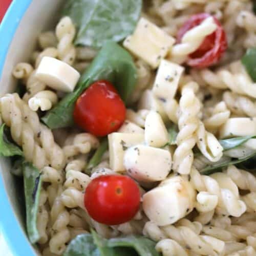 Pesto Pasta Salad in a large bowl