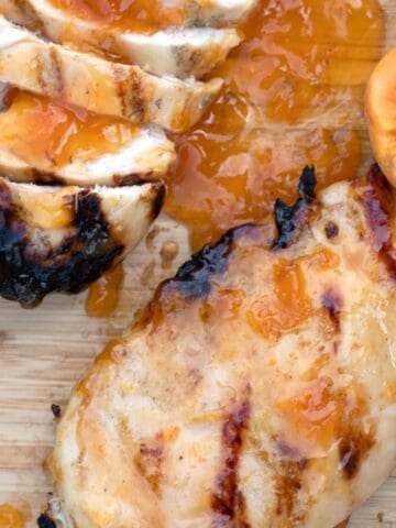 easy apricot chicken recipe on a white plate