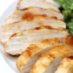 easy apricot chicken recipe on a white plate