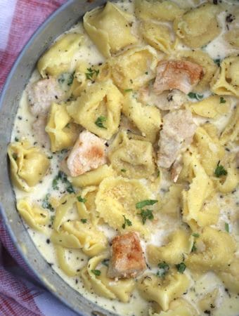 Creamy Garlic Chicken Alfredo Tortellini, a one pot meal