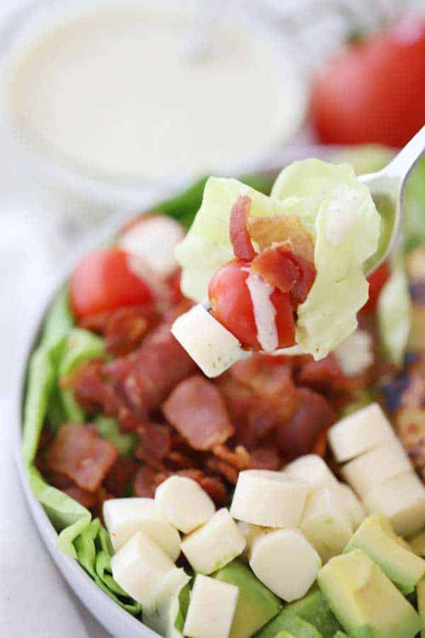 blt chicken salad with pesto ranch dressing, best blt chicken salad.