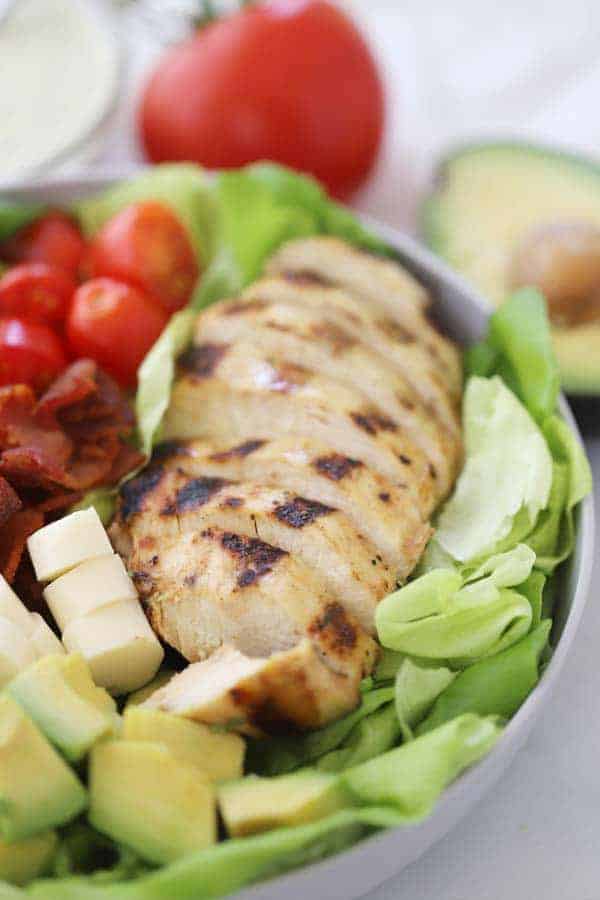 grilled chicken BLT salad recipe, best lettuce salad recipes with grilled chicken.