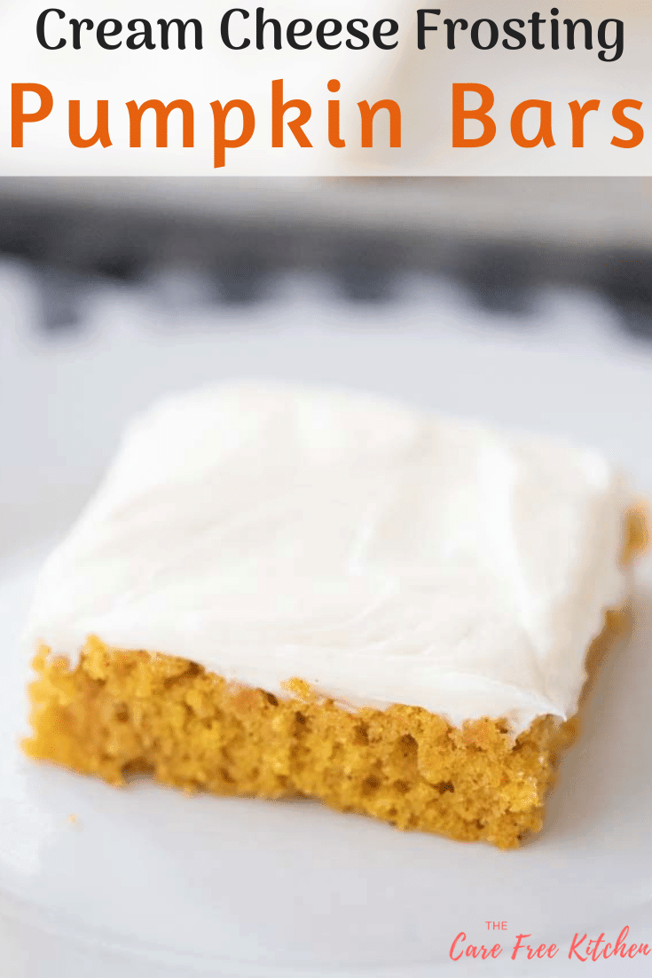 pinterest pin for punpkin bar with cream cheese frosting